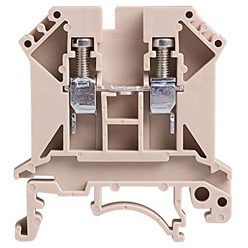 DECA - CDU10N, DIN Rail Terminal Block, Screw clamp, Single Level, Feed Through, L42.5xH47.5xW10mm, 600V 65A, 6-24 AWG, Beige, 30pcs Bundle