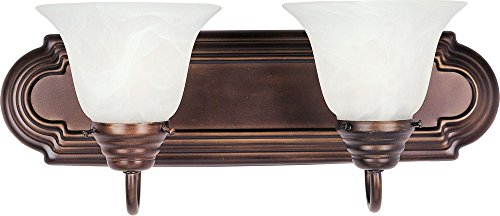 Image of Maxim Lighting Essentials 2-Light Bath Vanity Light | Rubbed Bronze Finish | Transitional Bath Vanity Light | Ideal for Bathrooms & Powder Rooms | Dimmable Damp Rated | 8012MROI