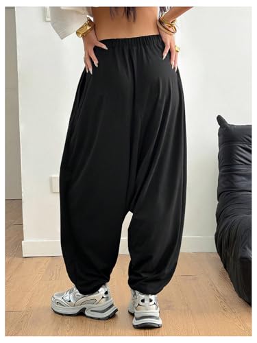 Women's Drawstring Waist Joggers Sweatpants Asymmetrical Multi Pleat Crotch Hippop Pants Streetwear3