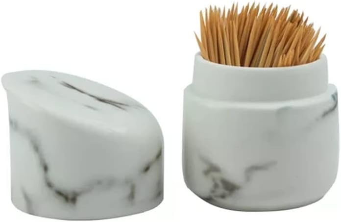 Toothpick Dispenser Portable Toothpick Storage boxN/A Ceramic Toothpick Holder Toothpick Dispenser Bottle Storage Box Container Home Table Decoration (Color : A, Size