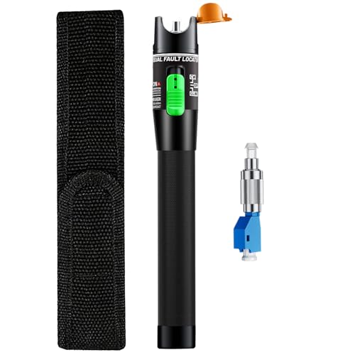 Visual Fault Locator 30KM - VFL Fiber Optic Tester Kit with Universal 2.5mm Connector, Include Single Mode 9/125um FC Male to LC Female Adapter, Fiber Optic Lights for Network Cable