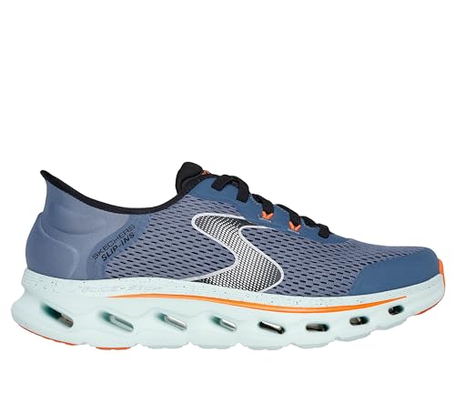 Skechers Go Walk Glide Step 2.0 Zander  Tenis para Hombre, Tela sintética Azul Marino y Naranja, 44 EU