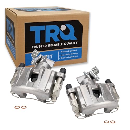Image of TRQ Rear Driver and Passenger Side Brake Caliper Set Caliper Brackets Hardware Compatible with 06-08 Mazda 5
