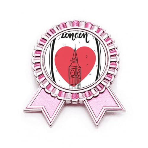 Broche Big Ben motif London bijou de veste rose en métal taille M