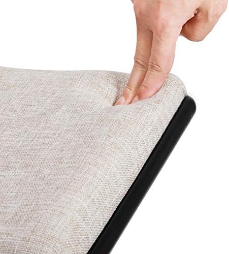 Miniatura 6 de URFORESTIC Taburete de tocador, taburete de maquillaje moderno con superficie de asiento cóncavo, capacidad de 300 libras, fácil montaje (negro)