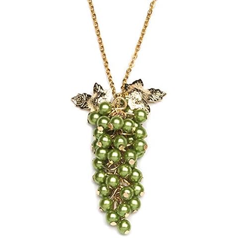 Chris's Stuff Vin Blanc Grape Shape Necklace Pendant for Women, Teen and Girls (Length: 18 Inches) - [ Jewelry Gift Box Included ] Cover