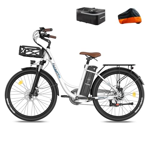 Fafrees F26 Lasting 20,3 Ah Elektrofahrrad 160 km-200 km, unterstützte Pedale für Damen und Herren, 26 Zoll Elektrofahrrad mit abnehmbarem Akku, Ebike 250 W für Stadt, EAPC 2025 (Stil 5, Weiß)