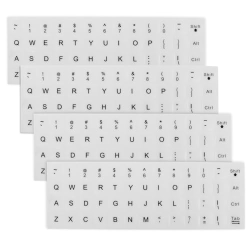 Universal Laptop Keyboard Stickers - English Letter Replacement Stickers, White Background, Black Lettering