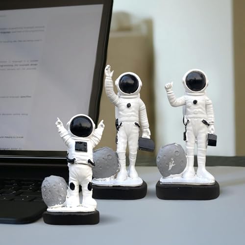 Image of Xtore 3 pcs Astronaut Statues for Home Decor (Pack of 3, Black & White)