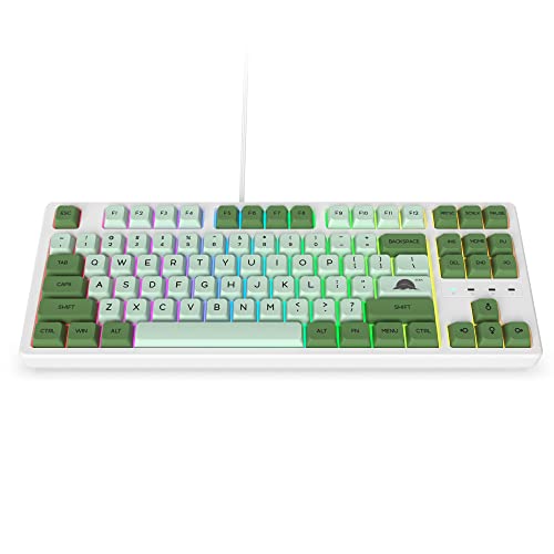 Image of Fogruaden 75% Mechanical Keyboard with Red Switch, RGB Backlit Gaming Keyboard, 87 Keys Compact TKL Wired Keyboard for Win /Mac Laptop PC Gamer - Matcha