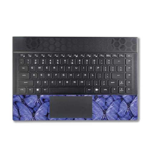 Image of MightySkins Carbon Fiber Skin Compatible with Alienware X14 R2 (2023) Full Wrap Kit - Blue Butterflies | Protective, Durable Textured Carbon Fiber Finish | Easy to Apply | Made in The USA