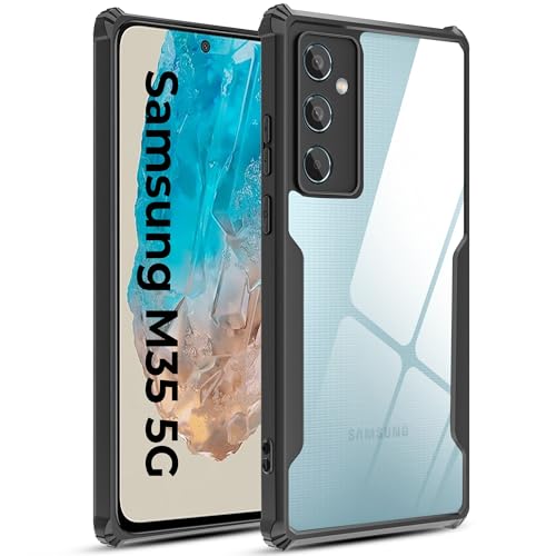 Image of A rtistque Clear Hard Transparent Acrylic Armor Anti-Drop Shockproof TPU Edge Back Cover Case for Samsung Galaxy M35 - Black