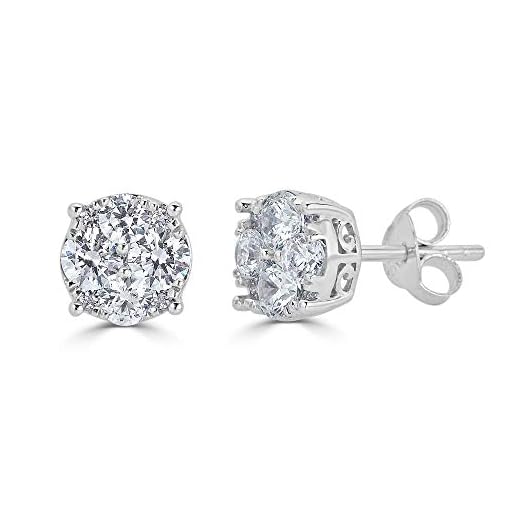 1/4Ct Women Round Diamond Stud Earrings Set In Sterling Silver