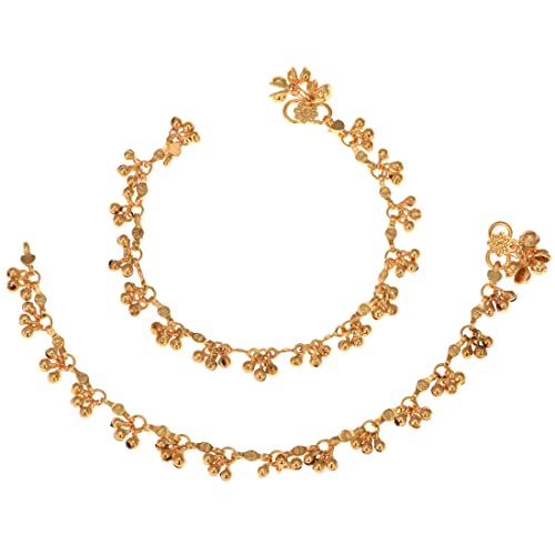AanyaCentric Indian Traditional White Metal Anklets Payal Pair fo...