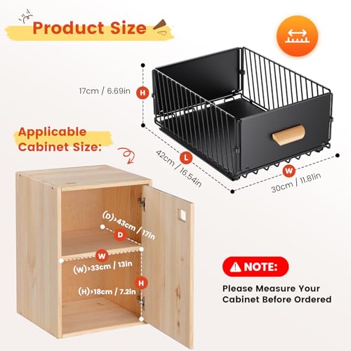 Telescopic Drawer, Extendable Drawer for Kitchen Cabinets, Slide Out Cabinet Organiser with Handle & Adhesive for Kitchen Pantry, No Drilling 23.5 x 39.5 x 19.5 cm, 2 Packs - immagine 4