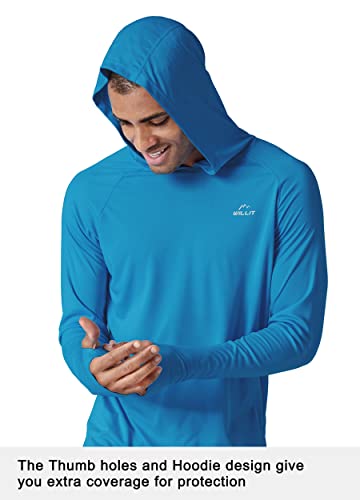 Willit Men's Upf 50+ Sun Protection Hoodie Shirt Long Sleeve Rash Guard Fishing Spf Outdoor Uv Shirt Lightweight Brilliant Blue M #TOP1