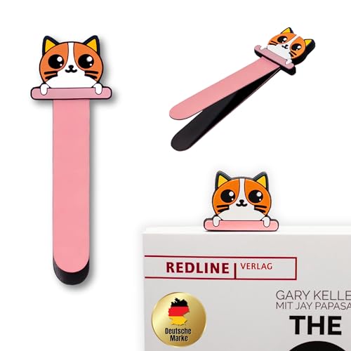 PARBOOLY Magnetisches Lesezeichen Katze, 2er Set Rosa, Metall, Buchseitenhalter, Schultüte, Geschenk, Leseratten, Kinder, Erwachsene