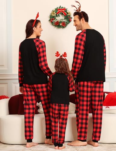 SWOMOG Christmas Matching Couple Pajamas Sets Family Xmas Jammies Casual Long-Sleeve Sleepwear Sets Festival PJ Set Women and Men Gold Letter Deer Large4