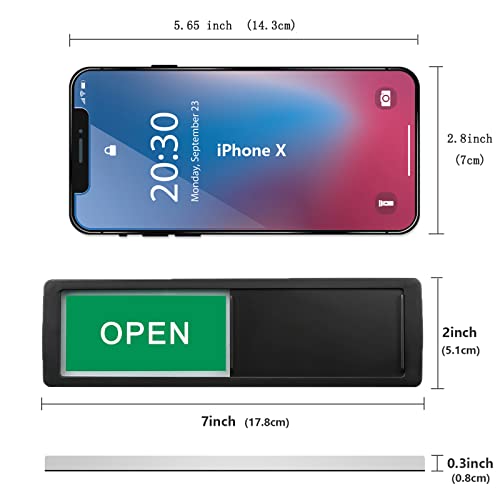 Image of Open Closed Sign, Open Signs Privacy Slide Door Sign Indicator for Business Storefront, Restroom, Office Door, Wall, Window, Restaurants, Retail Salon Shops (Black)