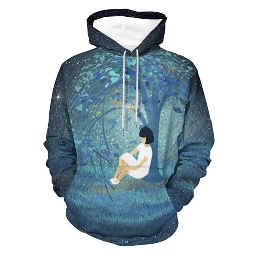 Hoodie Arbre À Filles UMENG pour homme et femme, sweat à capuche imprimé en taille S
