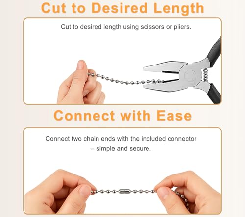 Image of 120 inch Ceiling Fan Pull Chain Extender - Stainless Steel Ball Chain