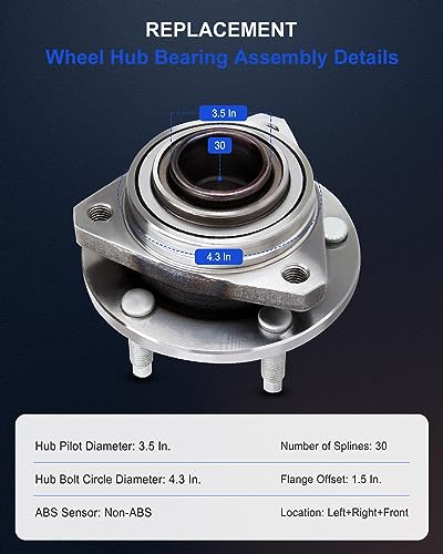 Image of ECCPP 2-Piece 513215 Wheel Hub Bearing for Pontiac G6 2005-2007 | for Chevrolet for Malibu 2004-2007 5 lugs Pre-Greased Sealed