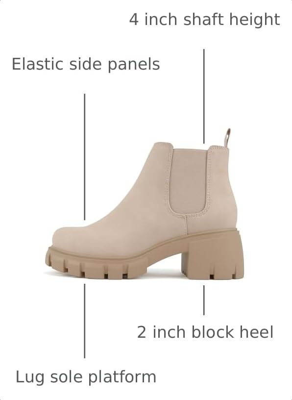 Image of Soda PIONEER ~ Women Lug Sole Mid Heel Chelsea Fashion Ankle Bootie w /Double Elastic Gore