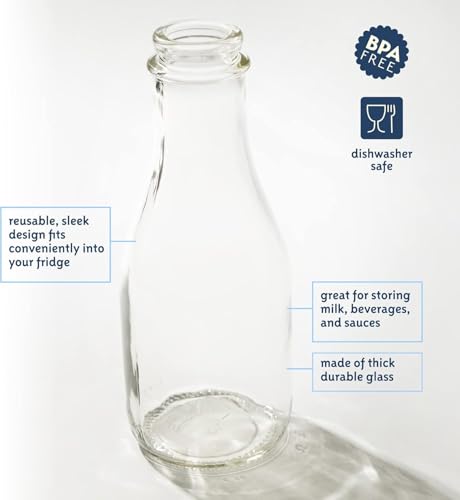 kitchentoolz 2 Pack – 32oz Salad Dressing Shaker Bottles – Tall Glass Salad Dressing Dispenser Containers with Tamper-Proof Lids for Marinades, Oils, and Sauces