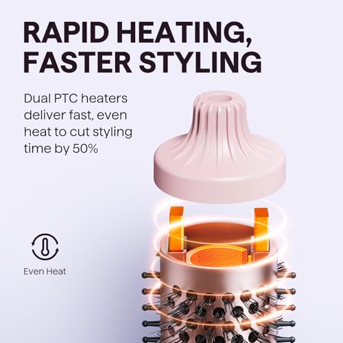 Wavytalk Thermal Brush 38mm, Cepillo Termico Redondo Electrico Rizador De Pelo, Tecnología Iónica Para Cabello Más Liso, Menos Dañola, 5 Ajustes De Temperatura, Blowout Boost, Rosa Sakura - imagen 6