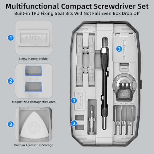 Image of SHARDEN 153 in 1 Precision Screwdriver Set for Electronic Repair Grey | Magnetic Small Screwdriver Set with Torx, Pentalobe, Triwing, Mini Repair Tool Kit for Computer, Laptop, PC, PS5, Eyeglass