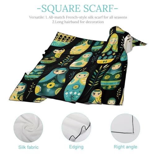 Cute Russian Matryoshka Nesting Dolls Head Scarf Square Bandana Neck Scarfs Hair Wrap Scarves for Women Men4