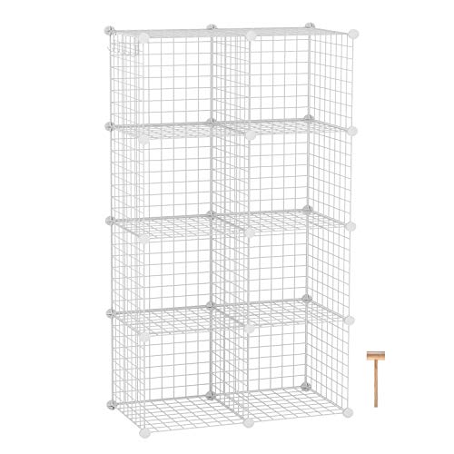 C&AHOME Wire Storage Cubes, Metal Grids Book Shelf, Modular Shelving Units, Stackable Bookcase