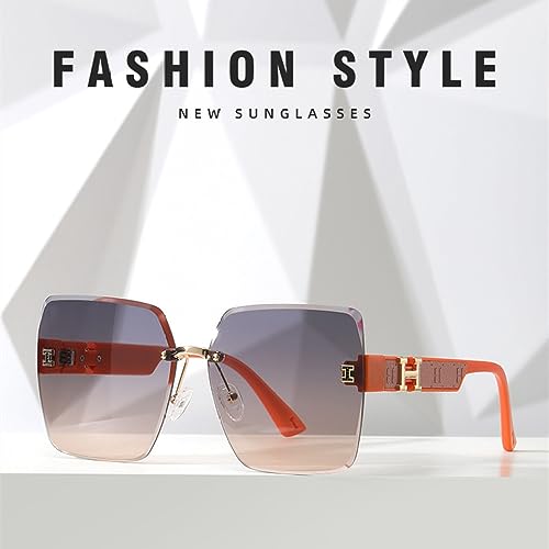 Lunettes de soleil pour femmes sans cadre, accessoires de mode marron - 3