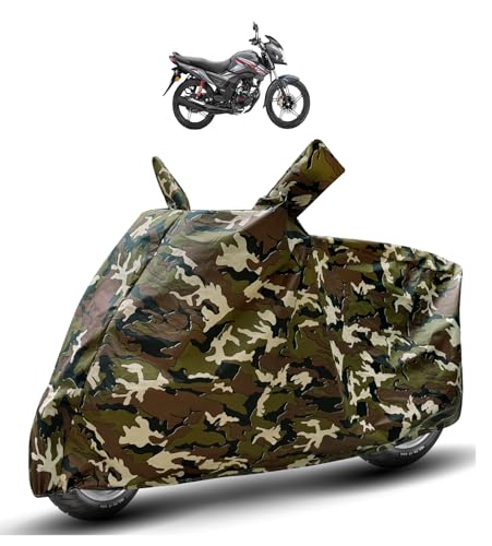 Image of Auto Hub Waterproof Bike Cover Compatible with SP 125 Dustproof, UV Protection Two Wheeler Bike SP 125 Cover - Army Print