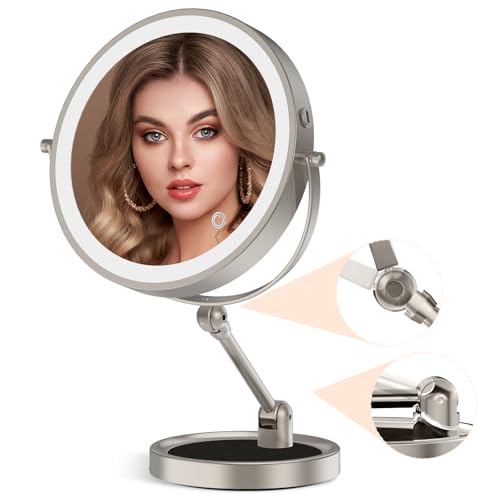 8 Lighted Makeup Mirror with 1X/10X Magnification and Rechargeable Battery for Beauty Enthusiasts