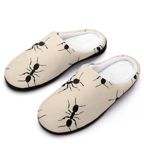 Black Ants Warm House Slippers For Women Indoor Outdoor Casual Non-Slip Bedroom Shoes