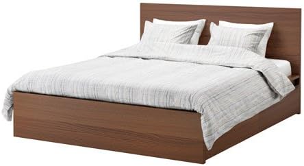 Ikea Full/Double Size High bed frame/4 storage boxes, brown stained ash veneer, Luröy 2204.1158.382