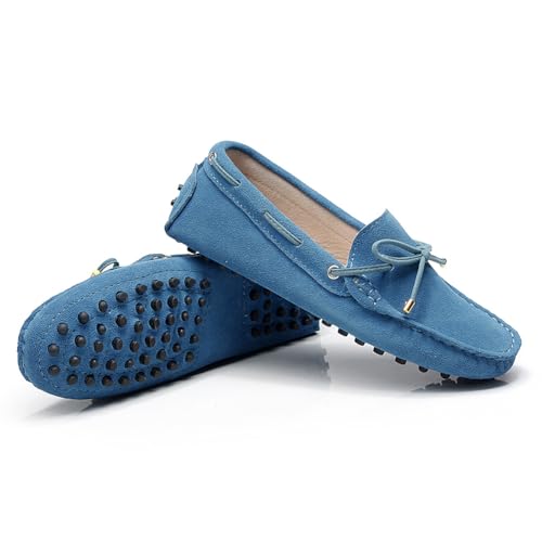 Image of ANUFER Women's Classic Suede Penny Loafers Comfort Handmade Slipper Moccasins