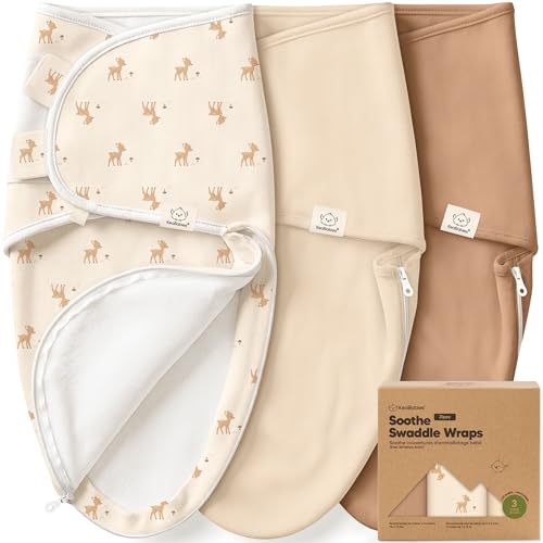 Image of Baby Swaddle Sleep Sacks with Zipper - 3-Pack Swaddles for Newborns 0-3 Months, Infant, Baby Girls, Boys, Soft & Durable Newborn Sleep Sack, Easy Diaper Change Swaddling Blanket (Lil Fawn, OS)