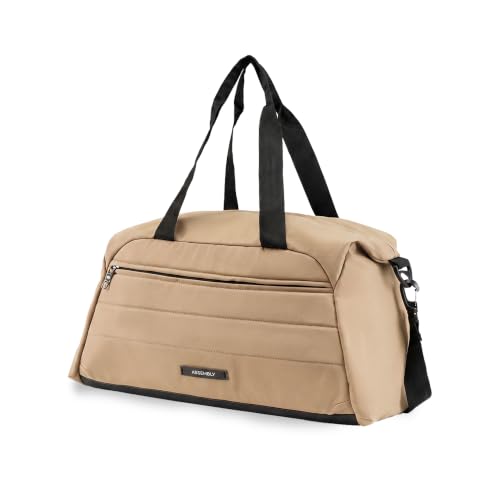 Image of Assembly Premium Weekender Duffle Bag with Attachable Shoulder Strap, Beige, 43 Liters