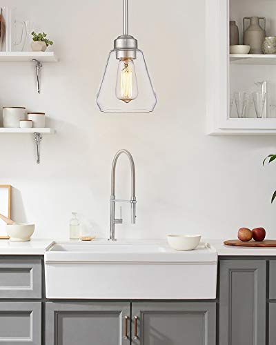 Beionxii Glass Pendant Lights | Modern Brushed Nickel Pendant Lighting For Kitchen Island, Dining Room, Over The Sink #TOP1