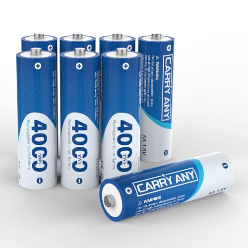 Image of Rechargeable AA Batteries Lithium 8-Pack 1.5V 4000mWh Long Lasting Double A Batteries with LED Display, Cycle Times Up to 2000 - Fast Charging for Blink Outdoor Cameras & Toys