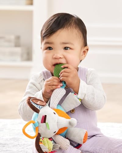 Image of Soft Toy Baby Activity and Teething Toy with Multi-Sensory Rattle and Textures, Gift for Newborns and Infants (Elephant)