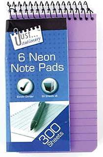 Just stationery 76x126mm Neon PP Cover Notebook (Pack of 6), 6107