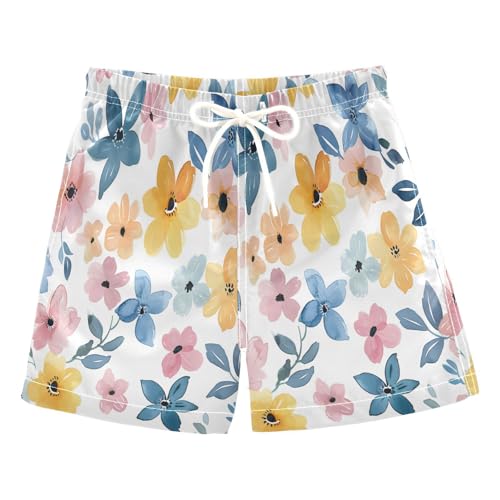 Boys Swim Trunks Toddler Swim Shorts Little Boys Swimwear Soft Watercolor Floral Bathing Suit Swimsuit Multi