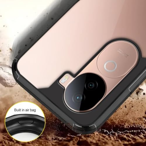Image of SHINESTAR Ultra Slim Clear Back Cover for Vivo V40e / iQOO Z9s 5G, Transparent Hybrid Hard Shell Plastic & Soft Silicone Rubber Bumper, Non-Yellow Acrylic Protective Cover - Black