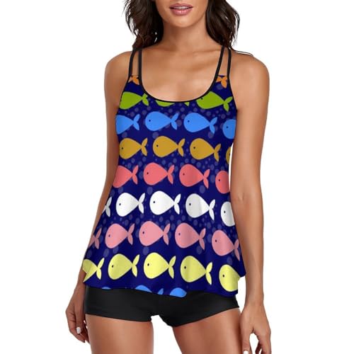 Maillot de bain tankini couvrant pour dissimuler les rondeurs avec robe et shorty