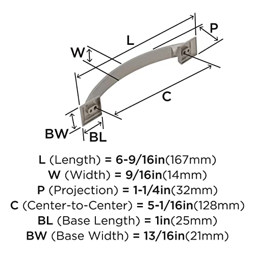 Image of Amerock | Cabinet Pull | Satin Nickel | 5-1 /16 inch (128 mm) Center to Center | Candler | 1 Pack | Drawer Pull | Drawer Handle | Cabinet Hardware