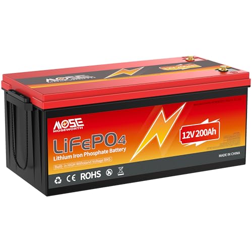Lifepo4 200ah 12v Akku, In Reihe 200A BMS-Schutz, 2560wh Lithium Batterie, Ersetzt AGM oder Gel Aufbaubatterie für Wohnmobil, Boot, Camping oder Solaranlage