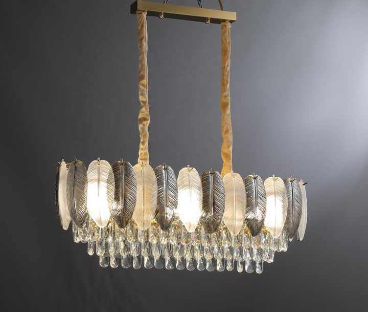 Image of Liner Crystal Chandelier for diningTable /Jhumar /Jhoomar Light for Hall, Chandelier for Living Room Smart Voice Assist (Google, Alexa), App Control 3 Color